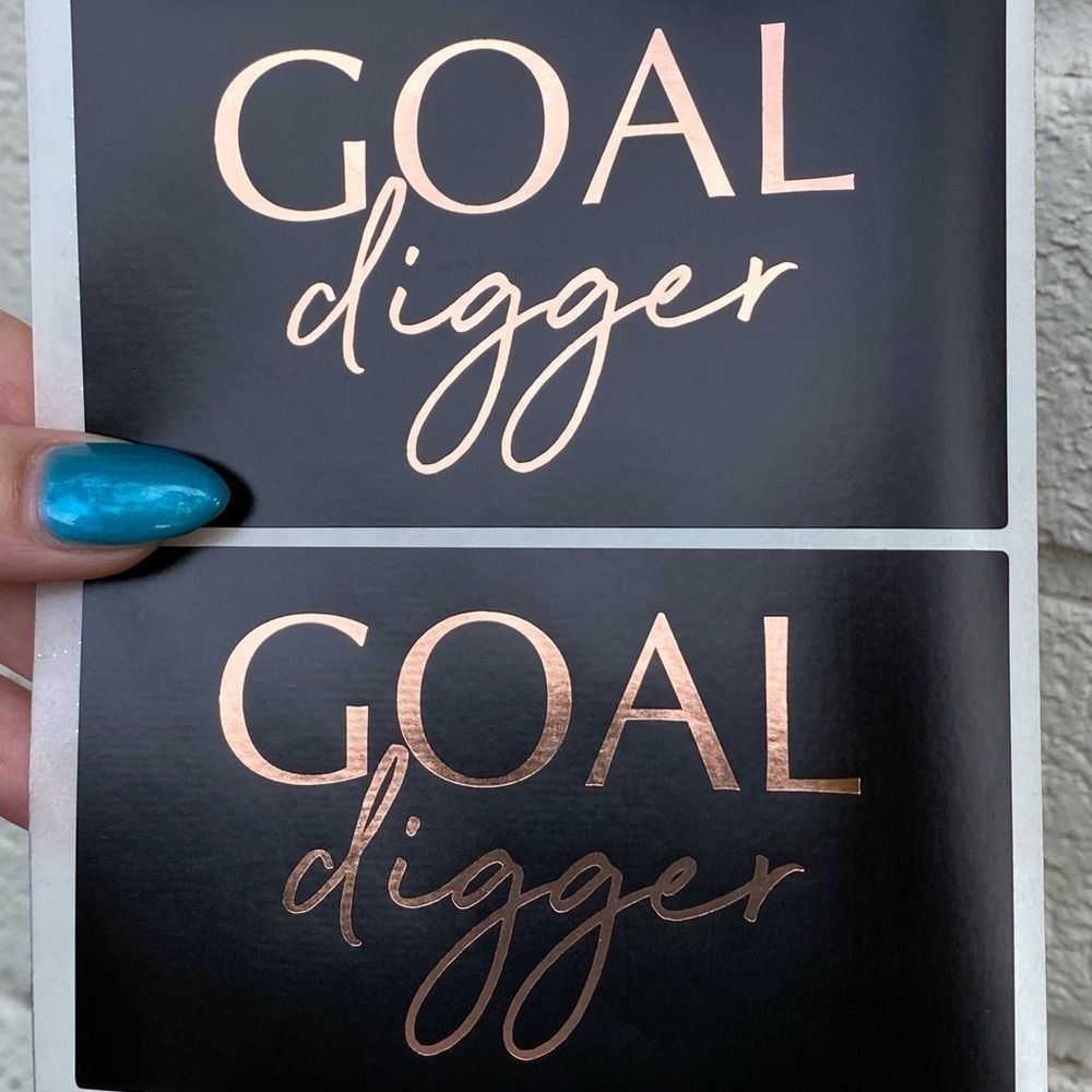 Lot of 10 Waterproof Goal Digger Stickers Rose Gold Black Car Tumbler Laptop